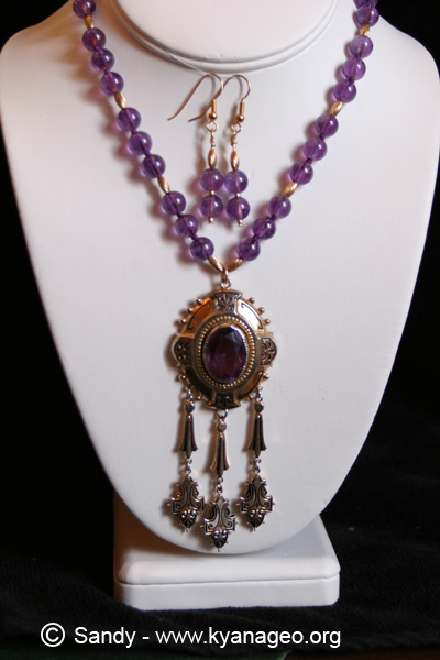 amethyst necklace and ear ring set